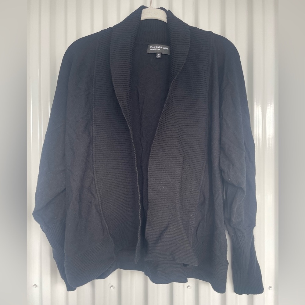 Jones New York Black Ribbed Cardigan